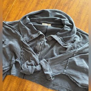 We The Free Blue Textured Knit Top